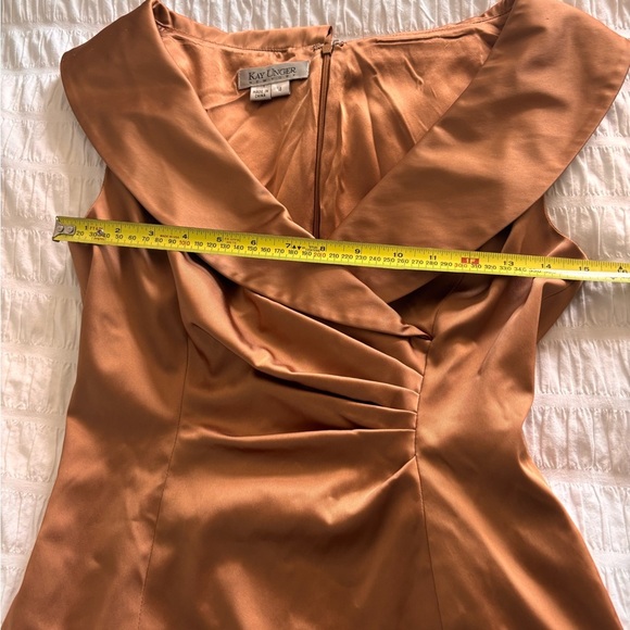 Kay Unger Bronze Ruched Midi Dress - Picture 5 of 9